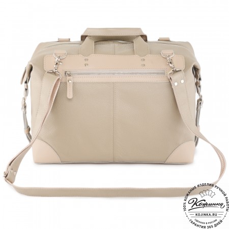  Кожаная дорожная сумка "Сити" (темно-бежевый)